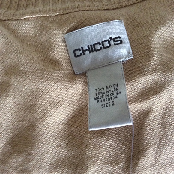 CHICOS GOLD FOIL SHORT SLEEVE CARDIGAN MEDIUM NWT - Picture 4 of 9